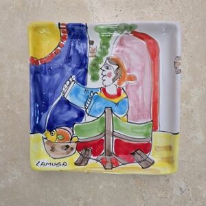 Italian Hand-painted Ceramic Plate By Italian pottery studio La Musa